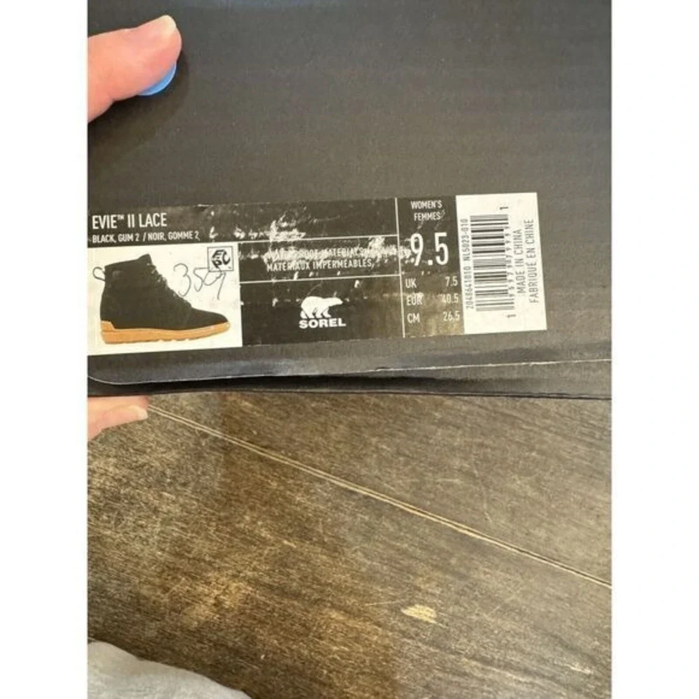 Sorel Women's Evie II Lace Waterproof Bootie Black Gum 2 NWB Size 9.5‎